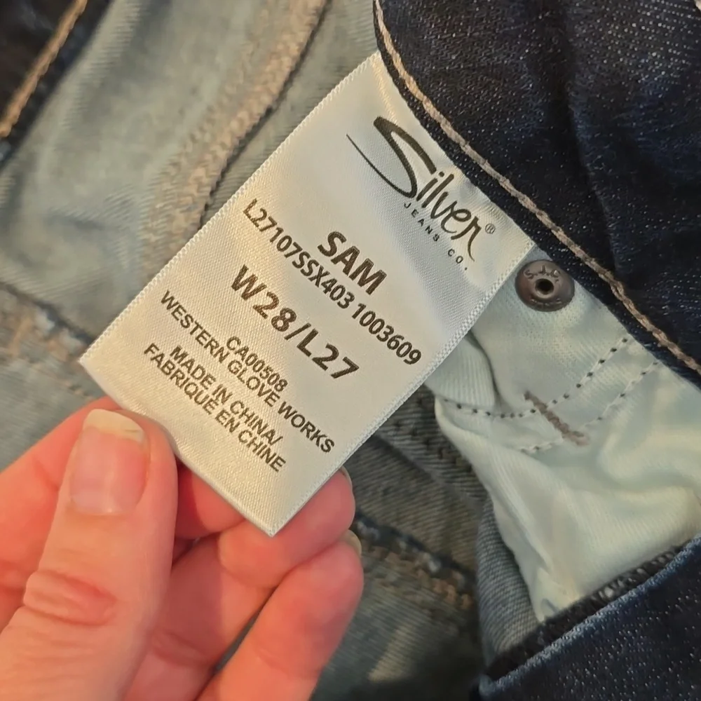 SILVER DENIM JEANS | "Sam" Jeans | Size 28​ - Picture 6 of 14